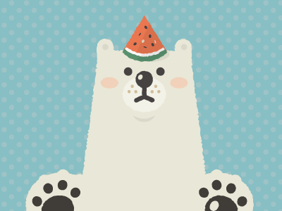 balance bear cute illust kawaii summer watermelon