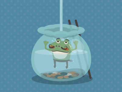 hydrated character cute fishbowl frog illust kawaii water