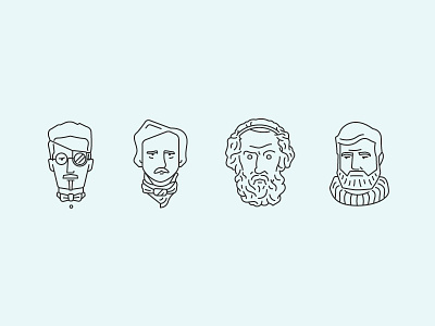 Literary Greats illustration portraits writers