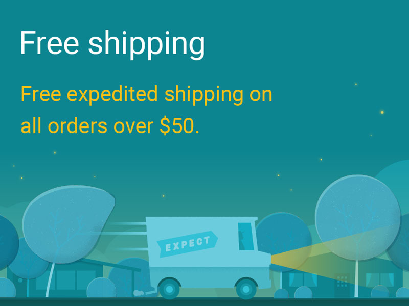 Free Delivery night promo card delivery bh illustration google material design