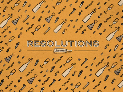Resolutions 3cups bubbly champagne confetti cover firecracker gothic icons kazoo new years party favors resolution sans serif