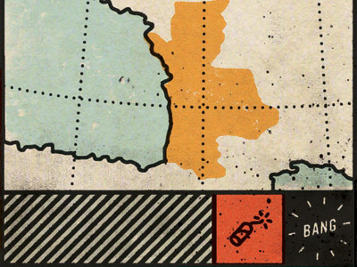 France! Bang! bang firecracker france ink map offset print south