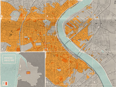City of Bordeaux bordeaux city france grid map river screenprint wine
