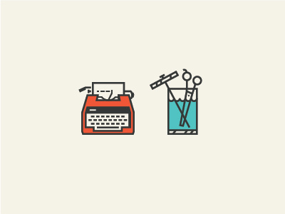 Typewriter & Shears icon iconography illustration jar scissors typewriter