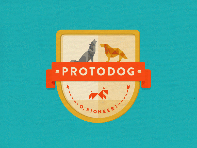 The Nine Domains badge dog geometric icon illustration patch