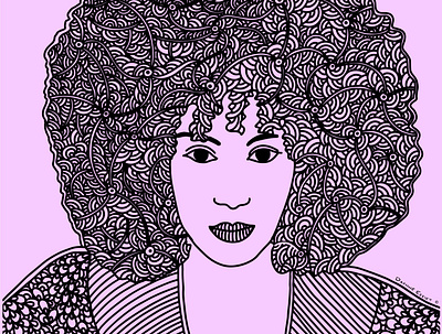 Self Portrait afro illustration illustrator line work procreate self portrait stylized