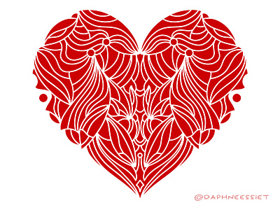 Stylized Valentine Red Heart with White Lines