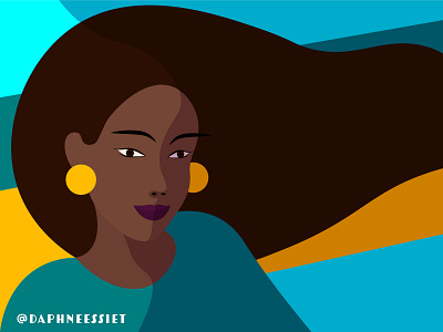 Minimalist Long Hair Lady afro afropean black woman branding design illustration vector