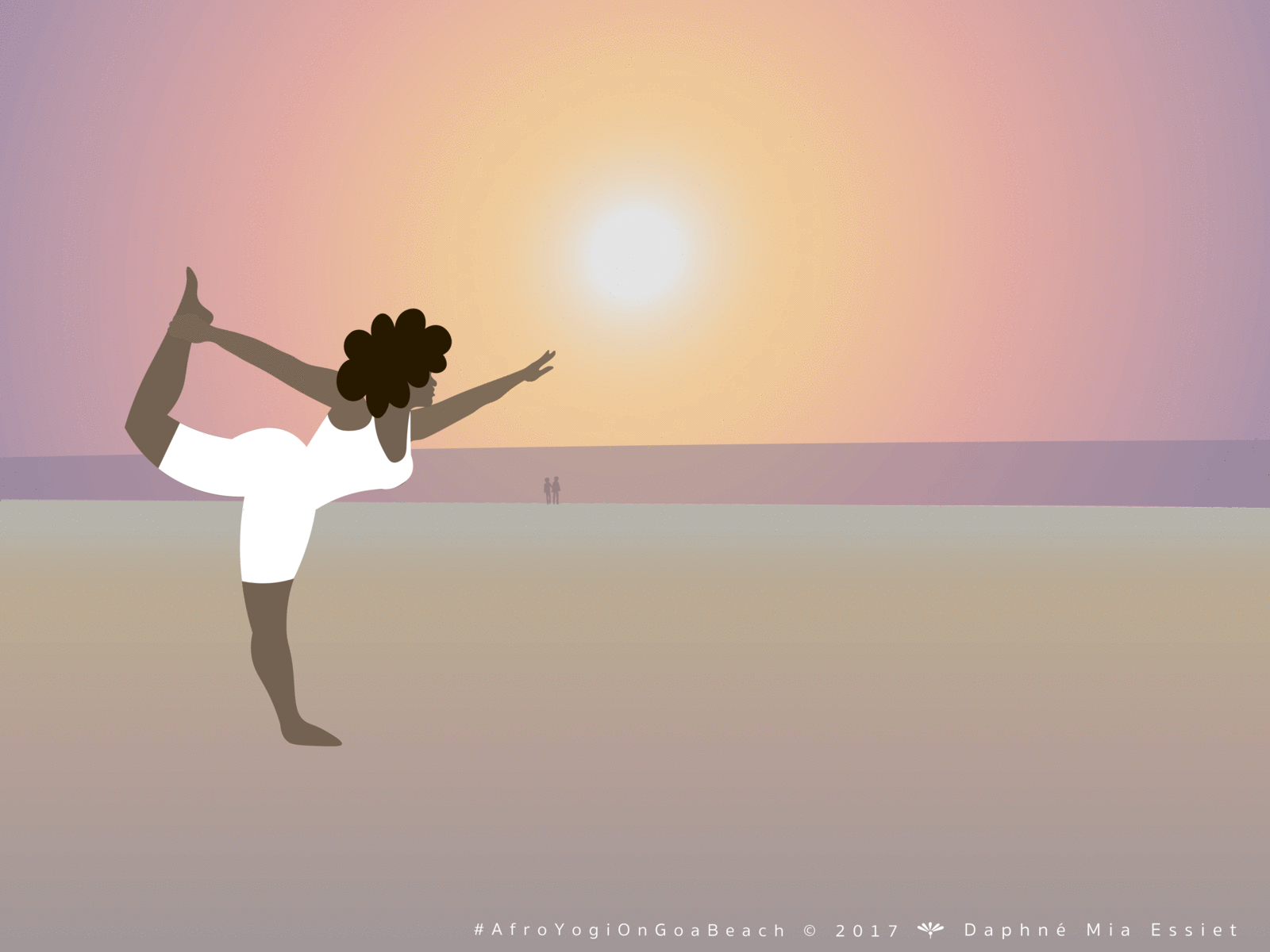 Yogi In Goa Beach Copy afro black woman illustration vector yoga pose