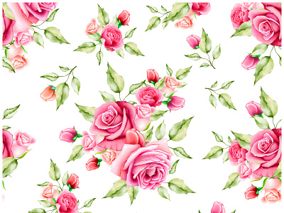 watercolor floral and leaves seamless pattern