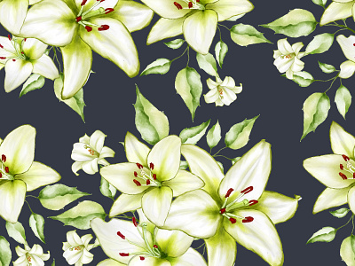 watercolor floral and leaves seamless pattern