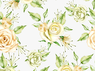 watercolor floral and leaves seamless pattern art background botanical decoration design floral flower illustration leaf nature pattern plant print seamless spring summer textile vintage wallpaper watercolor