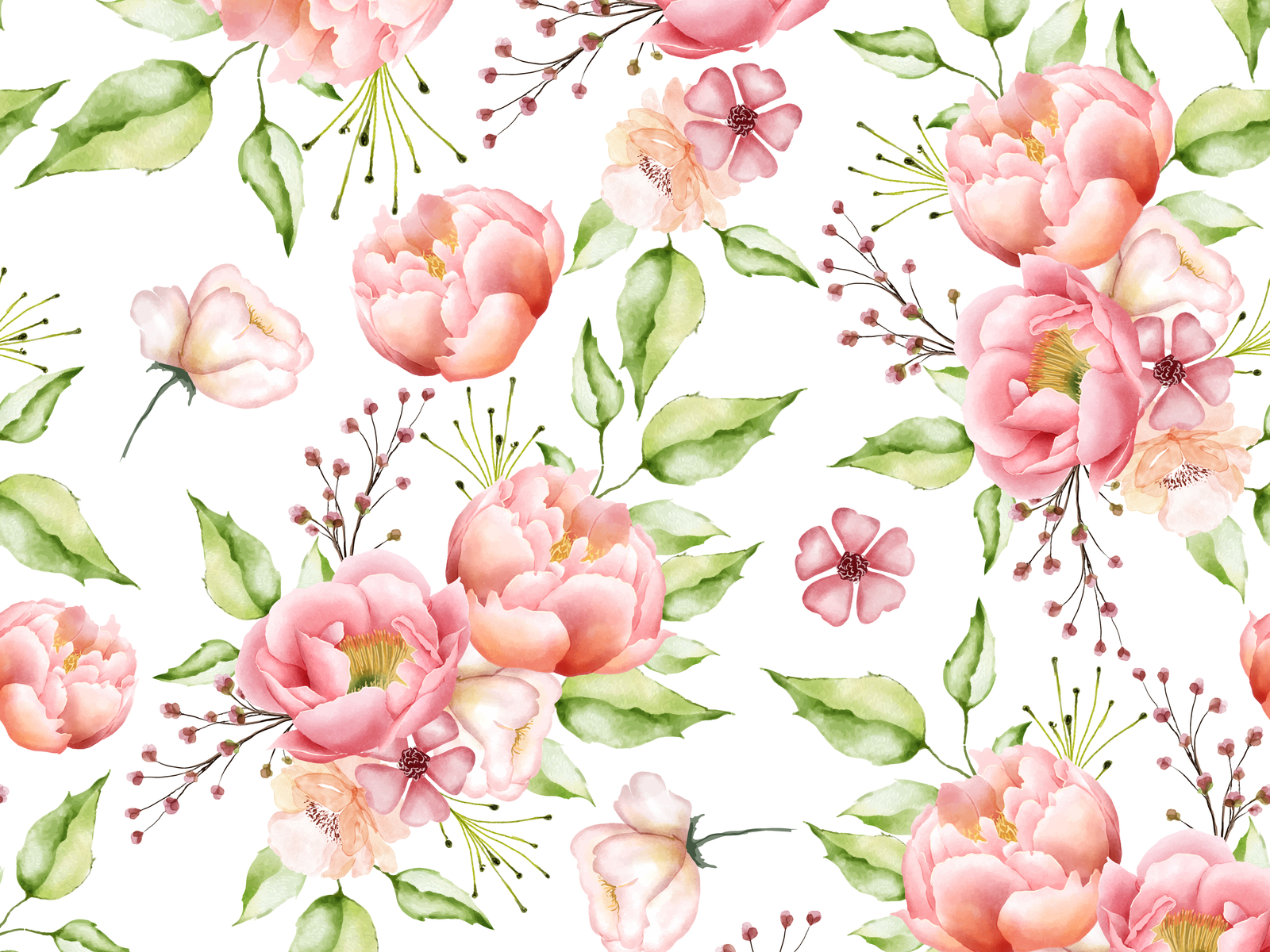 watercolor floral and leaves seamless pattern by lukasdedi seamless ...