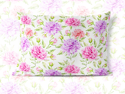 watercolor floral and leaves seamless pattern