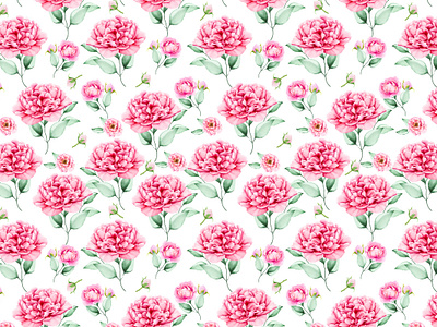 watercolor floral and leaves seamless pattern