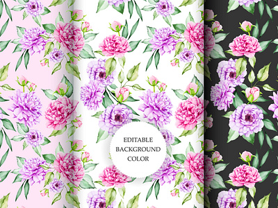 elegant watercolor floral wedding seamless pattern template