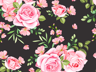 beautiful floral and leaves seamless pattern