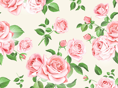 beautiful floral and leaves seamless pattern