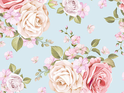 beautiful floral seamless pattern art background beautiful blossom fabric floral flower garden illustration leaf nature pattern seamless spring summer textile texture vector vintage wallpaper