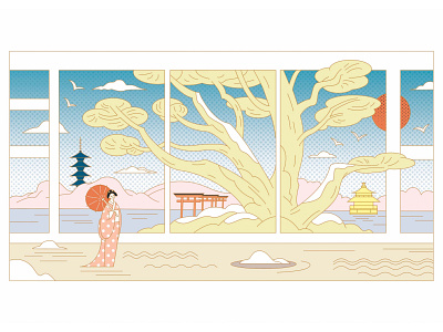 Kyoto Vibe art design graphic design illustration illustration art illustrator japan japanese art kyoto line vector vector art vector illustration
