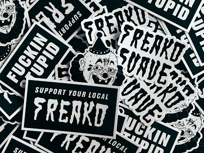 Freako Suave Stickers black and white choppers clown freako sauve free illustration motorcycles stickers