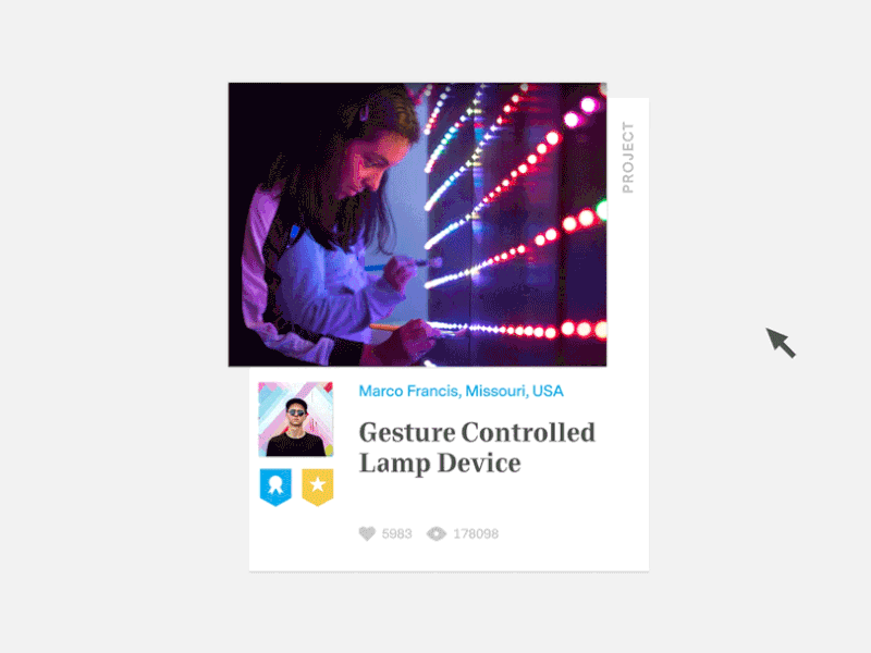 Project Card for Maker Share animation card animation project card rollover ui web design website
