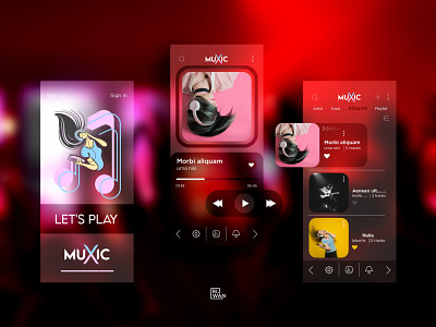Music Player Ui Design app artist cool design mp3 player music music app music player app music player ui player playlist red song ui ux