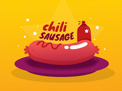 Chili Sausage cute illustration sausage vector