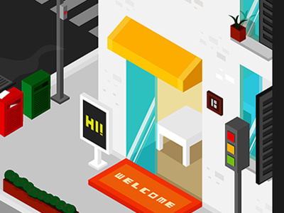 Street Cafe cafe colorful illustration isometric street vector
