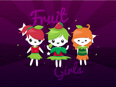 Fruit Girls apple fruits illustration orange strawberry vector