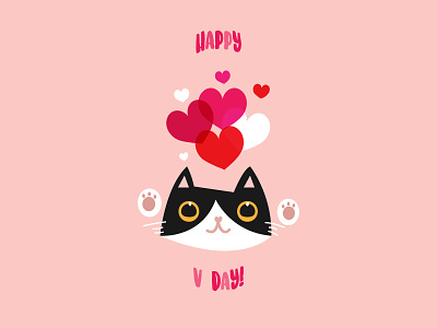 Happy Valentines Day cat love pink valentines