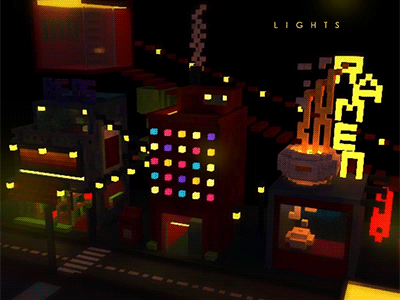 Voxel City Stop Motion Lights 3d art city gif lights neon pixel voxel