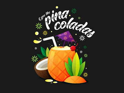 Pina Colada cocktail coconut colada flower pina pineapple tropical vector