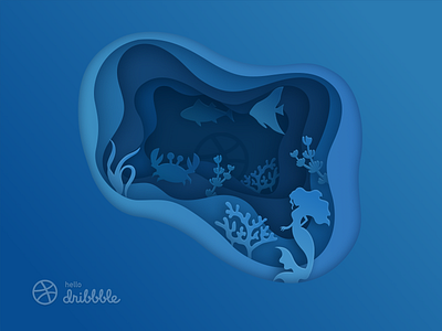 Underwater world design dribbble fish illustration