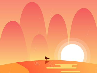 Summer sunrise design illustration