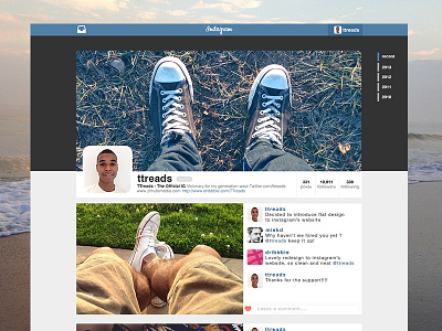 Instagram Redesign flat instagram interface mobile photos redesign social ui web web concept website
