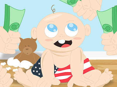 Baby America america baby flat illustration