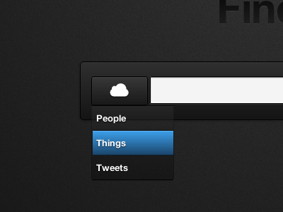 Dark UI Hotness cloud css css3 dark ui dropdown filter opacity search toggle