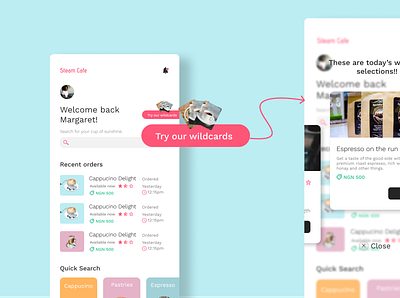 Steam cafe design mobile ui
