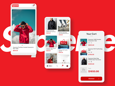 E-commerce Store | Supreme 2d android animation app dailyui design gif ios logo minimal product design supreme ui ux