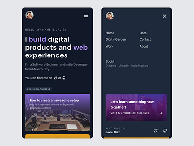 Mobile Menu dark mode design menu mobile ui ui design ux design web