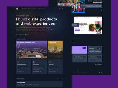 Coderdiaz — Portfolio Web Design colors content creator design dev developer engineer frontend landing portfolio redesign ui ui design ui dev ux ux design web website