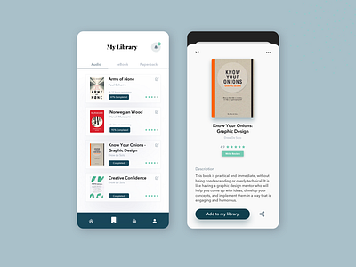 Books - Mobile App audiobook book reading books bookshelf bookshop bookworm ebook library list listening mobile ui reader reading ui design