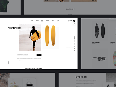Surf Shop 🏄 Web Design :: Layout Exploration clean concept e commerce ecommerce interaction design portfolio product design shop shopping surf surfing ui ux design ux uxdesign webdesign