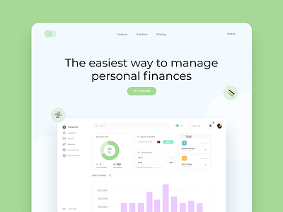 Finance Landing Page | Hero Header 💳 clean concept draft finance finance app fintech landingpage management app product design product page ui ux design ux design wallet webapp