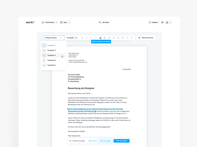 work7 — Document Editor clean job job platform job search modern platform product design ui ui ux design ux ux design webapp webdesign