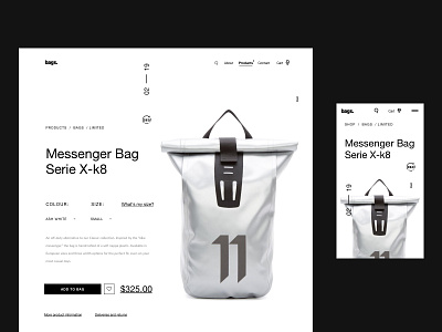 Simple Bag Product Site bag bag design clean concept digital e commerce ecommerce fashion interaction design minimal product shop shopping store ui ui ux design ux ux design webdesign website