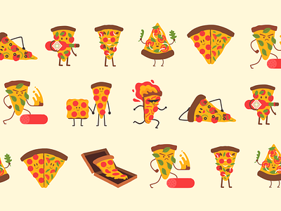 This is pizza characters cute cute illustration flat food illustration simple