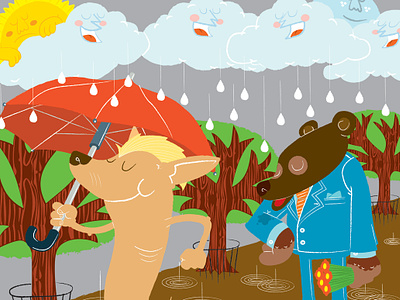 it's raining in your parade animals charactedesign children book illustration illustration