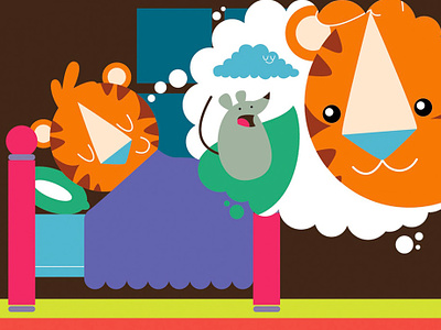 little tiger is dreaming animals cartoon charactedesign children book illustration dream illustration sleeping tiger